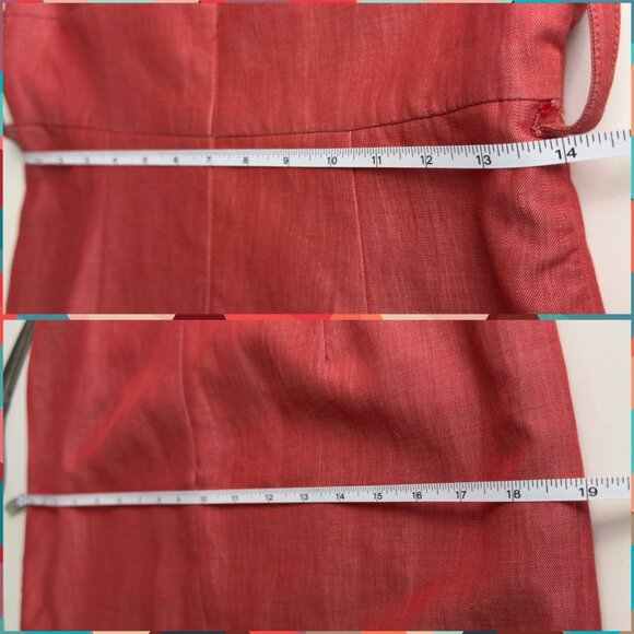 Voom By Joy Han Coral Pink Retro Pin-Up Short Sleeve Faux Wrap Pencil Dress Sz S - Picture 8 of 11